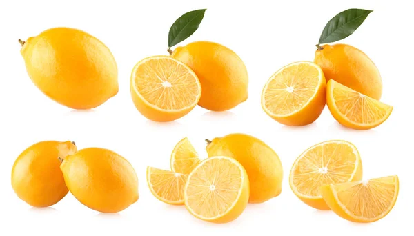 6张柠檬的图片隔离在白色背景 — 图库照片
