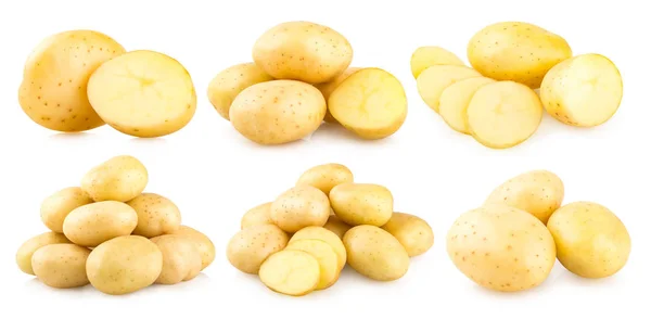 Imagens Batatas Frescas Isoladas Fundo Branco — Fotografia de Stock
