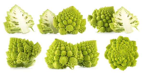 Imágenes Brócoli Romanesco Fresco Aislado Sobre Fondo Blanco —  Fotos de Stock