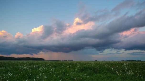 Chuva Forte Pôr Sol Vídeo Timelapse — Vídeo de Stock