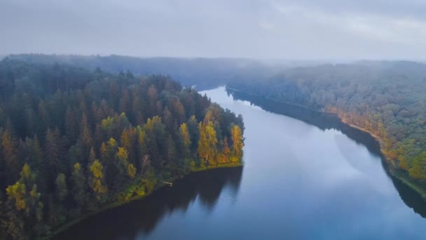 Hermoso Lago Niebla Mañana — Vídeo de stock