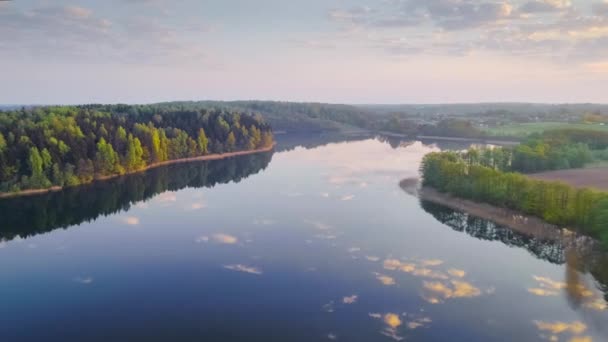 Прекрасное Утро Национальном Парке Нарачанский Беларусь — стоковое видео