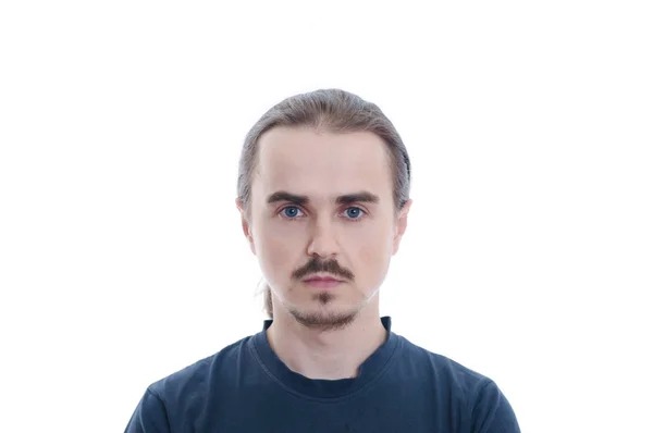 男人的脸 胡子和胡子 孤立在白色背景人的画像 年轻的性格 — 图库照片