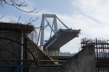 Cenova 'da Ponte Morandi Köprüsü Harabeleri