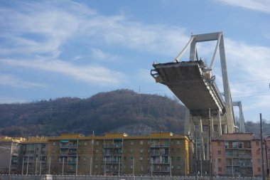 Cenova 'da Ponte Morandi Köprüsü Harabeleri