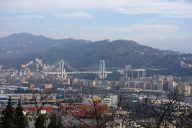 Cenova 'da Ponte Morandi Köprüsü Harabeleri
