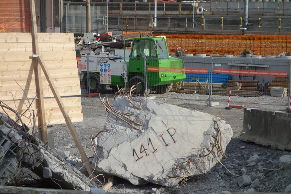 Ruinas del puente Ponte Morandi en Génova — Foto de Stock