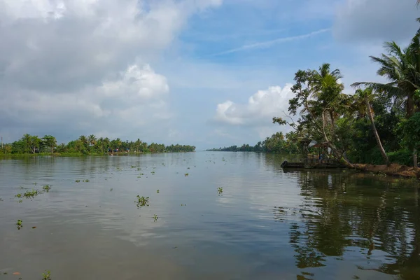 Backwater Síť Brackish Laguny Jezera Kanály Řeky Kerala Indie — Stock fotografie