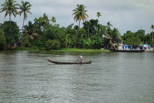 Kerala India Circa Říjen 2017 Odlehlá Síť Brakických Lagun Jezer — Stock fotografie