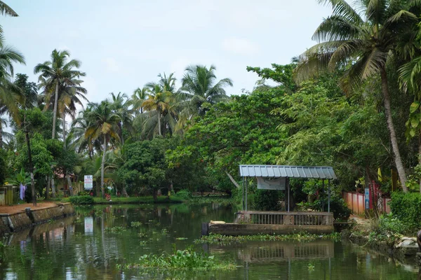 Kerala India Circa Oktober 2017 Backwaters Nätverk Bräckta Laguner Sjöar — Stockfoto