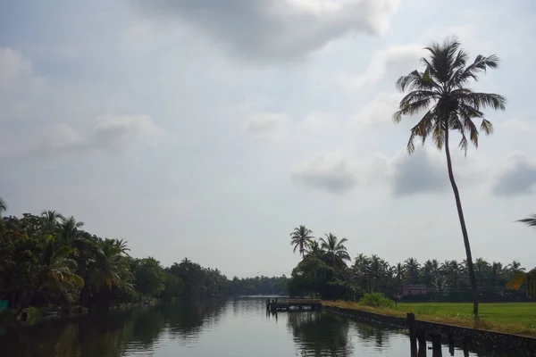 Backwaters Netwerk Van Brakke Lagunes Meren Kanalen Rivieren Kerala India — Stockfoto