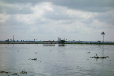 Hindistan, Kerala 'daki tuzlu su gölleri, göller, kanallar ve nehirlerden oluşan durgun bir ağ.