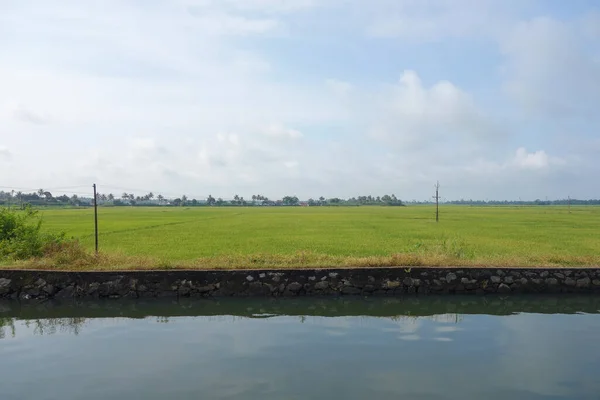 Водопровідна Мережа Солонуватих Лагун Озер Каналів Річок Кералі Індія — стокове фото