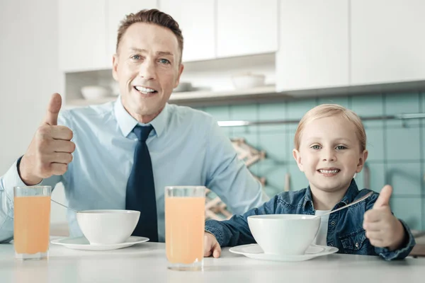 Pleased man spending time with daughter — Stock Photo, Image