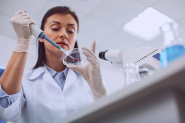 Konsantre araştırmacı bir kan testi yaptıkları