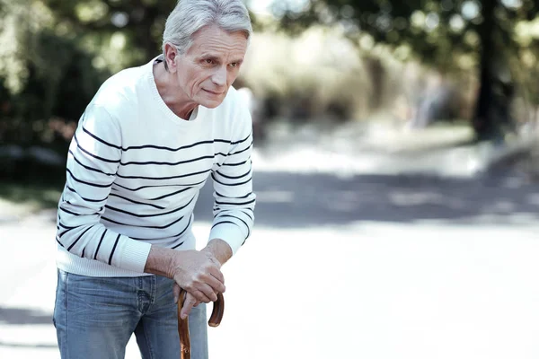 Elderly man waiting for his woman — Stock Photo, Image