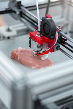 Üstten görünüm et parçası oluşturma 3d printerlere harcama maddeler