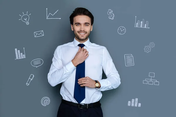 Bello IT manager dall'aspetto elegante e sorridente — Foto Stock