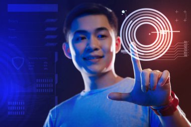 Sistem etkinleştirme hologram dokunmadan duygusal delikanlı