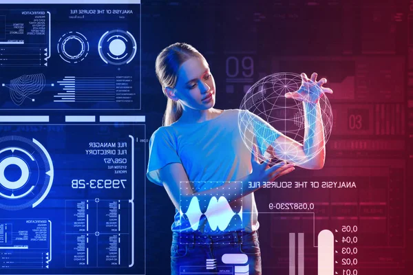 Gerçekçi bir hologram tutarken baktılar duygu ilerici öğrenci