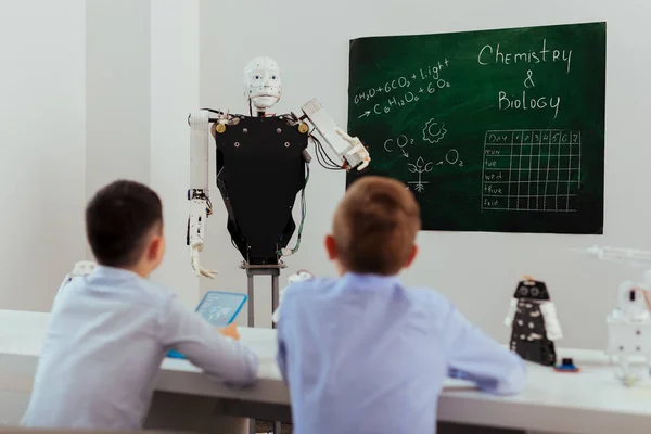 Smart self driven robot conducting a lesson