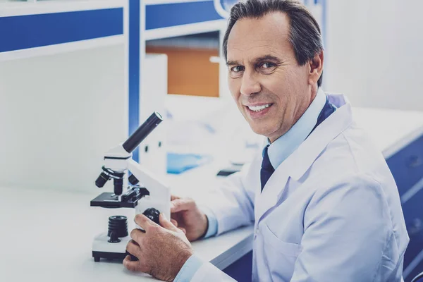 Elderly professional biologist feeling motivated — Stock Photo, Image