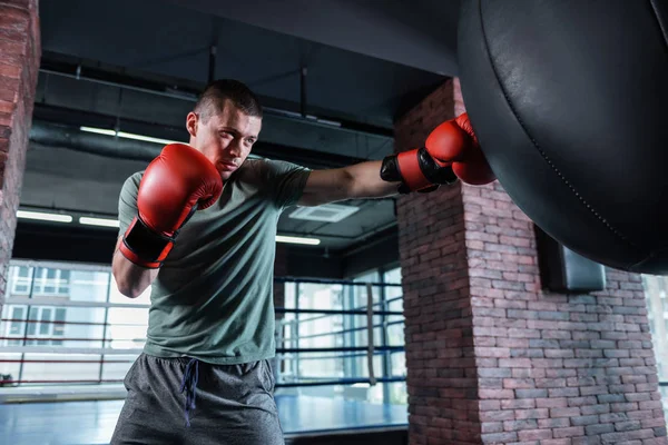 Boxeador prometedor preparándose para el importante festival de éxitos — Foto de Stock