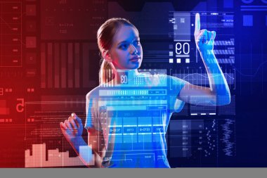 Dikkatli öğrenci bilgisayar çalışmaları ders yaparken simge dokunmadan