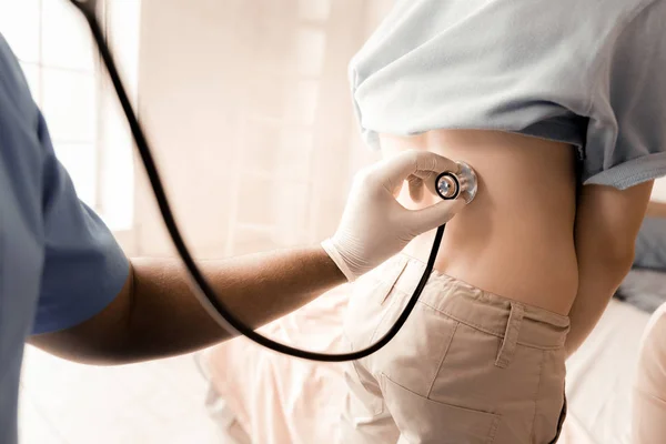 Close up of stethoscope while being in use — Stock Photo, Image