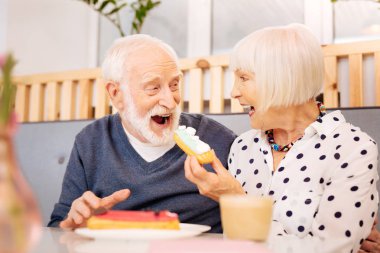 Neşeli komuta sizde alıcı pasta