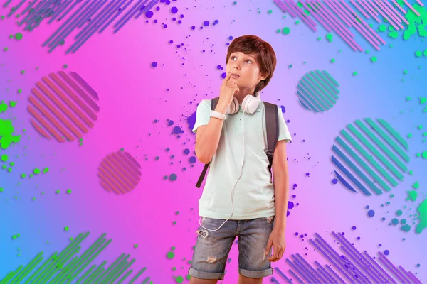 Pensive reflective boy having idea on background — Stock Photo, Image