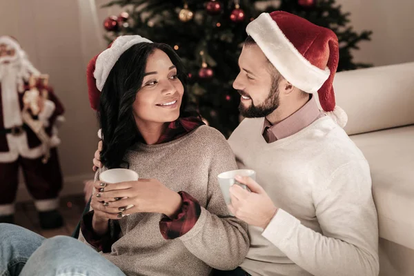 Cheerful female spending time with her love — Stock Photo, Image