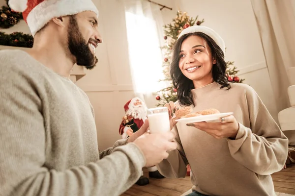 Nice joyful couple spending time together — Stock Photo, Image