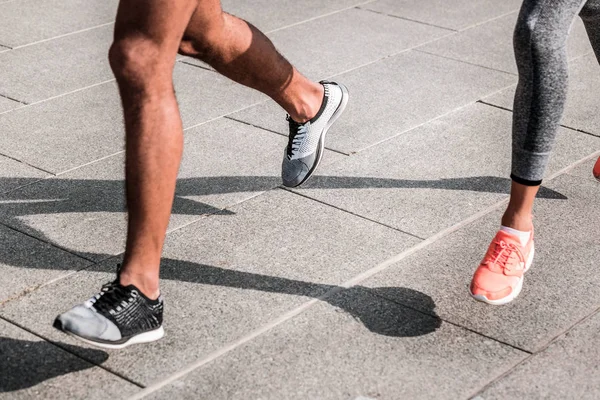 Close up of strong muscular male legs