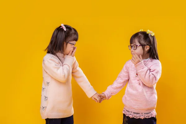 Cute little girls suffering from chromosome abnormality — Stock Photo, Image
