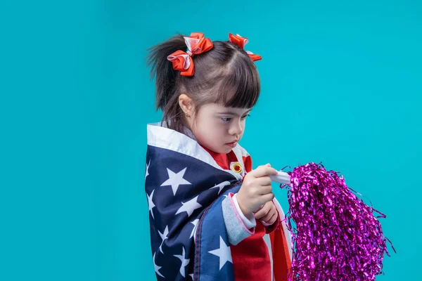 Extravagant Accessorize Dark Haired Curious Girl Syndrome Being Busy 4Th — Stock Photo, Image