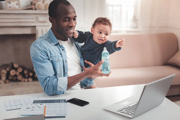 Cute small baby being hungry — Stock Photo, Image