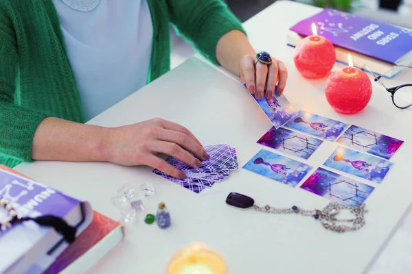 Top view of a nice skilled fortune teller working