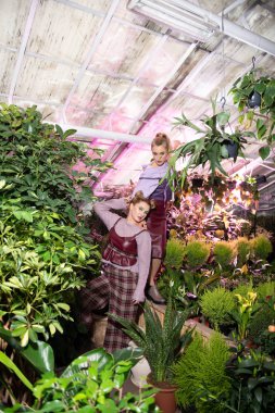 Güzel huzurlu çekici kadınların Üstten Görünüm