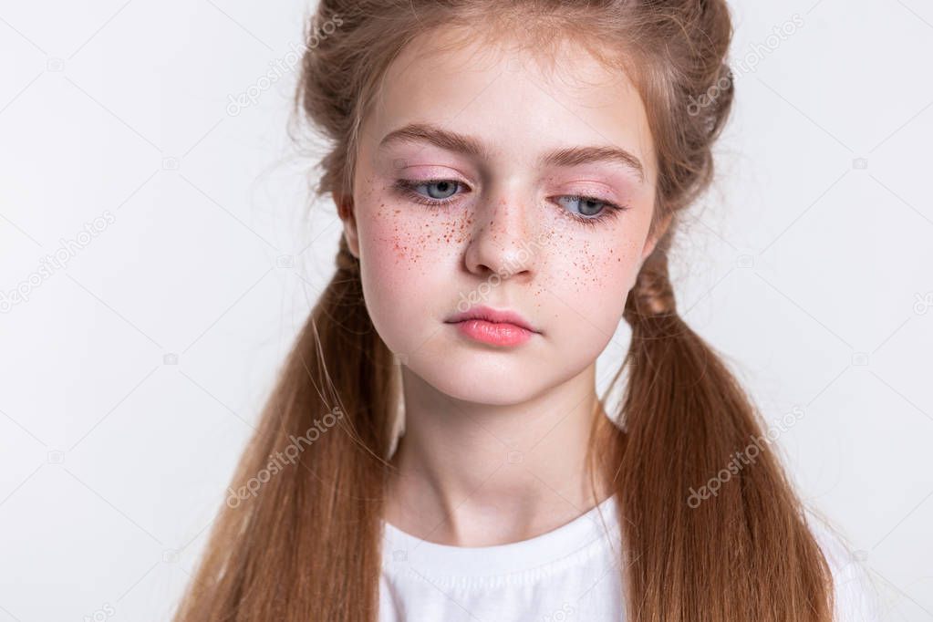 Attractive young girl being sad and dull