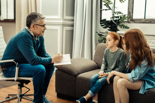 Nice professional psychologist being ready to write — Stock Photo, Image