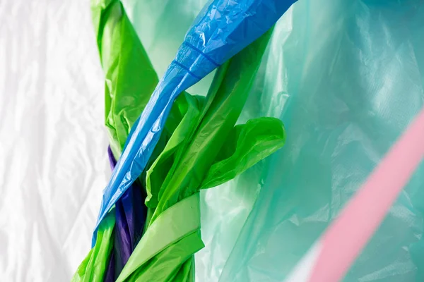 Plastic bags and materials placed in studio as an installation