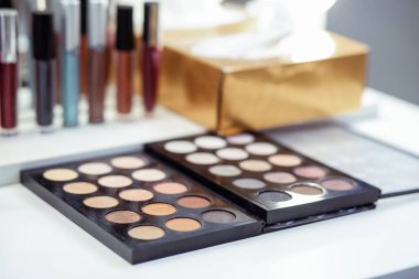 Masanın üzerinde yatan göz farı paletinin yakın çekim