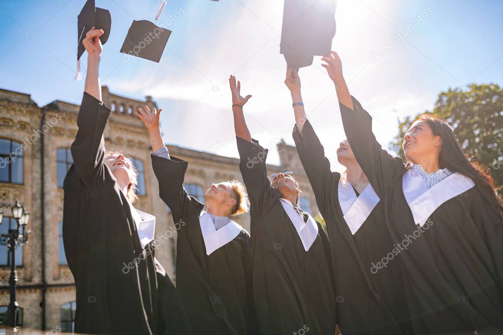Graduates saying goodbye to their university life.