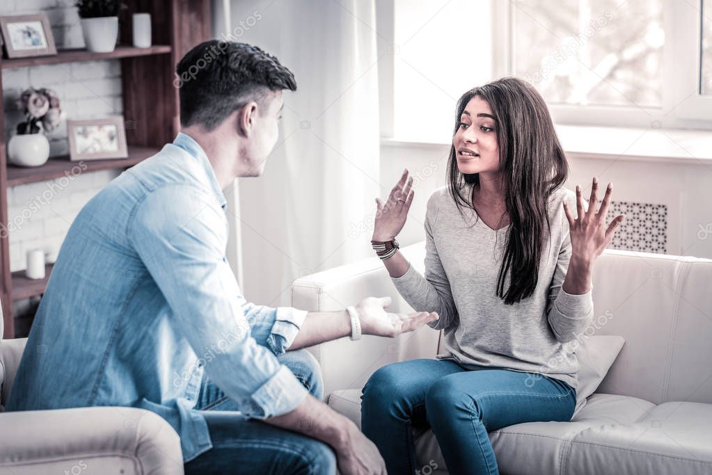 Swearing couple having quarrel about their life together