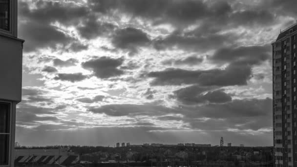 Een Tijd Van Snel Bewegende Wolken Aan Hemel Met Fonkelende — Stockvideo