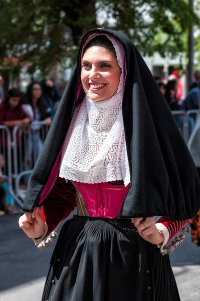 Nuoro Sardinie Itálie Srpna 2018 Přehlídka Tradičních Kostýmů Sardinie Při — Stock fotografie