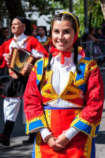 Nuoro Sardinie Itálie Srpna 2018 Přehlídka Tradičních Kostýmů Sardinie Při — Stock fotografie