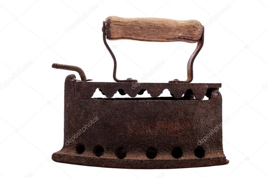 Old rusty iron on a white background
