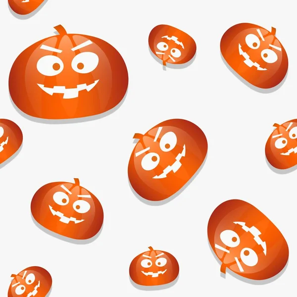 Cartoon Halloween background with carved pumpkins isolated on white background